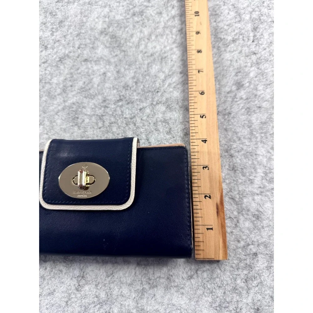 Kate Spade Hampton Road Stacy Wallet Navy Blue Leather Turn Lock Organizer